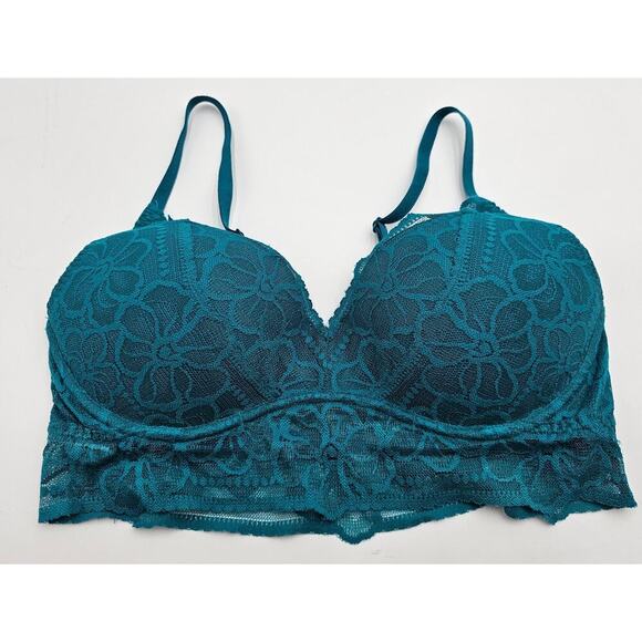 PINK Victoria's Secret Other - Victoria's Secret Pink Size M Teal Lace Padded Bralette